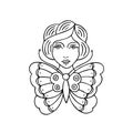 Girl butterfly illustration traditional tattoo flash