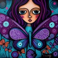 Girl and Butterfly Whimsical Harmony on Canvas