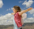 Girl with butterfly wings