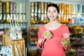 Girl buying candies at shop Royalty Free Stock Photo