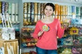 Girl buying candies at shop Royalty Free Stock Photo