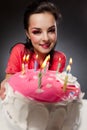 Girl with cake Royalty Free Stock Photo