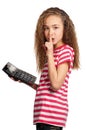 Girl with calculator Royalty Free Stock Photo