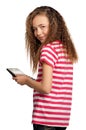 Girl with calculator Royalty Free Stock Photo