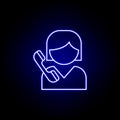 girl call friendship outline blue neon icon. Elements of friendship line icon. Signs, symbols and vectors can be used for web,