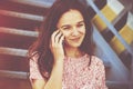 Girl calling phone talking Royalty Free Stock Photo