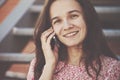 Girl calling phone talking Royalty Free Stock Photo