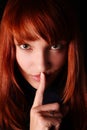 The girl calls for silence Royalty Free Stock Photo