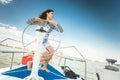 Girl captain of the yacht Royalty Free Stock Photo