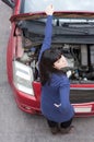 Girl and car breakdown (2) Royalty Free Stock Photo