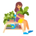 Girl caring houseplants. Daily life and everyday routine scene by a young woman. Cultivating potted plants. Female character