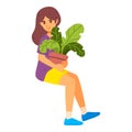 Girl caring houseplants. Daily life and everyday routine scene by a young woman. Cultivating potted plants. Female character