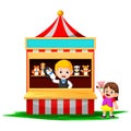 The girl in the carnival and wearing finger puppets is very cute Royalty Free Stock Photo