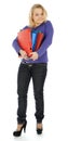 The girl carrying folders Royalty Free Stock Photo