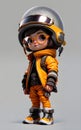 girl cartoon character wear yellow jacket and helmet ai generated Royalty Free Stock Photo