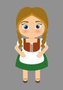 Girl cartoon costume traditional icon. Germany. Vector graphic