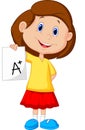 Girl cartoon showing A plus grade