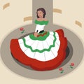 Girl cartoon with a traditional mexican dress dancing Cinco de mayo Vector Royalty Free Stock Photo