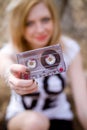 Girl with a cassette in her hand