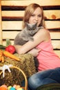 Girl With Cat Royalty Free Stock Photo