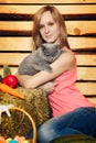 Girl With Cat Royalty Free Stock Photo