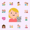 girl, cat cartoon icon. family icons universal set for web and mobile Royalty Free Stock Photo