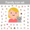 Girl, cat cartoon icon. Family icons universal set for web and mobile Royalty Free Stock Photo