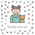 girl with cat icon. family icons universal set for web and mobile Royalty Free Stock Photo