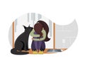 Girl and cat vector flat modern illustration Royalty Free Stock Photo