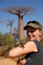 Girl and chameleon