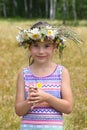Girl with chamomile Royalty Free Stock Photo