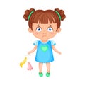 Girl Character Standing with Burst Balloons Feeling Sadness Vector Illustration Royalty Free Stock Photo