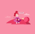 Girl chatting with lover. Love chat vector illustration