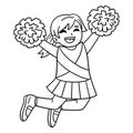 Girl Cheerleader Jumping with Pompoms Isolated Royalty Free Stock Photo