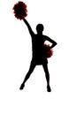 Girl cheerleader silhouette with one hand up in air