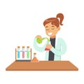 Girl Chemist Experimenting, Kid Doing Chemistry Science Research Dreaming Of Becoming Professional Scientist In The Royalty Free Stock Photo