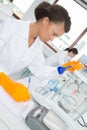 girl chemist in lab scientist Royalty Free Stock Photo