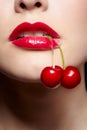 Girl with cherry Royalty Free Stock Photo