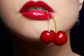 Girl with cherry Royalty Free Stock Photo