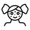 Girl chicken pox icon, outline style