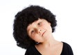 Girl child with afro wig. Royalty Free Stock Photo