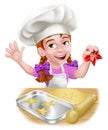 Girl Child Chef Kid Cartoon Character Baking Royalty Free Stock Photo