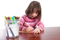 Girl child drawing art with kids colored markers