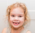 A girl, a child lost a tooth, hole, oral hygiene Royalty Free Stock Photo