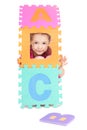 Girl child playing with kids alphabet abc letters Royalty Free Stock Photo