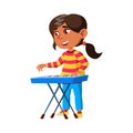 Girl Child Playing Music On Synthesizer Vector