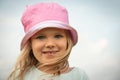 Girl child portrait. Little kid smiling face. Happy adorable and pretty young female head. Joy and happiness expression of Royalty Free Stock Photo