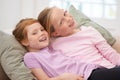 Girl children, sisters and couch portrait, bonding with love and care at family home, trust and support. Friends, smile Royalty Free Stock Photo