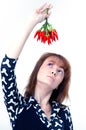 Girl with chilli Royalty Free Stock Photo