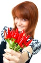Girl with chilli Royalty Free Stock Photo